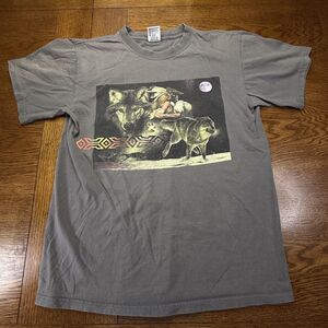 Vintage Wolf Arapaho Moon Native American Polar Graphics T-Shirt Large